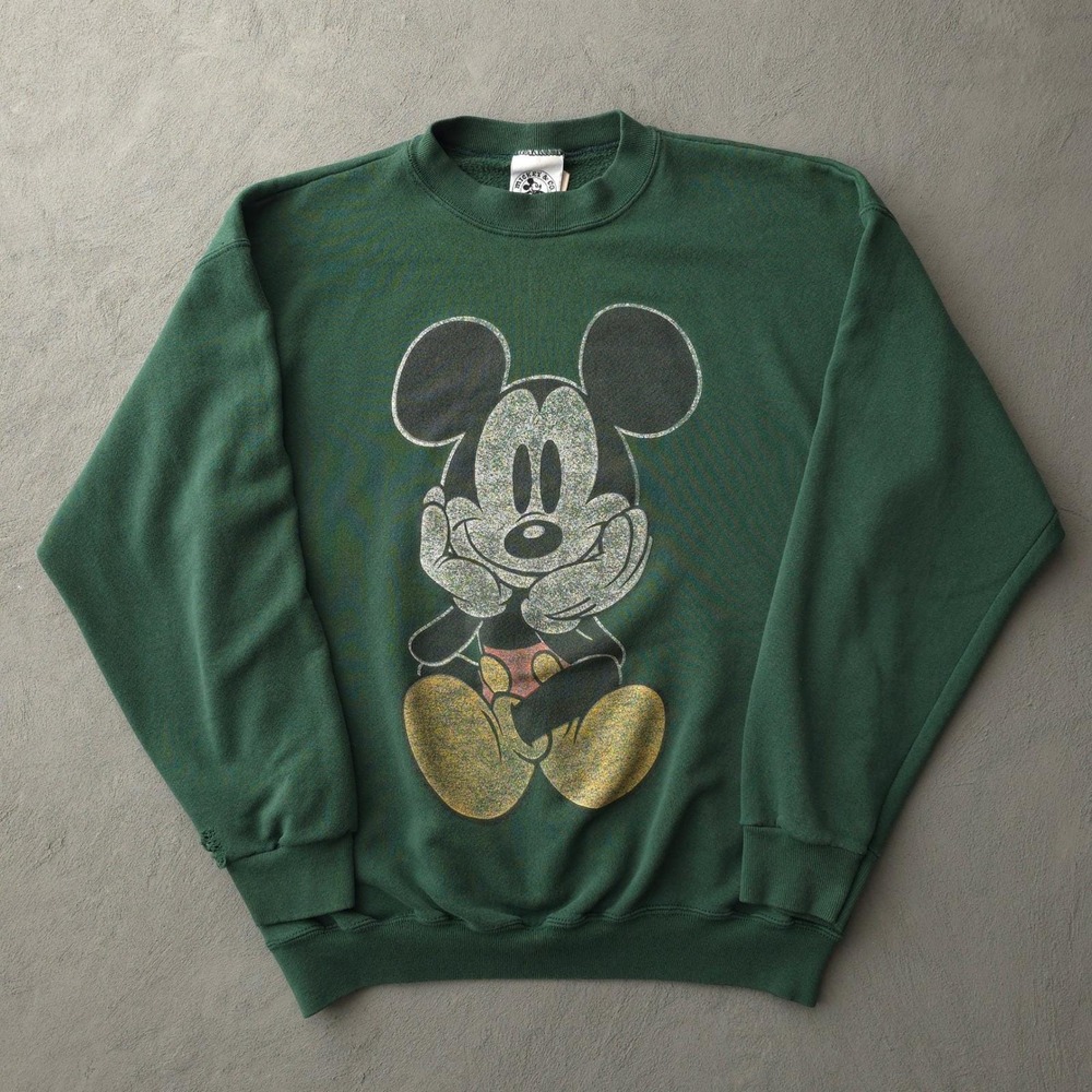Mickey & Co Sweatshirt Mens Large Green Good Graphic Made In USA 50/50 90s
